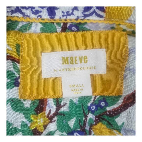 Anthropologie MAEVE CLASSIC SURF SHIRT Linen Blend Tropical Print S $98 - Picture 8 of 9